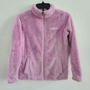 Columbia Girls Youth Pink Fluffy Sherpa Fleece Jacket Size L 14/16